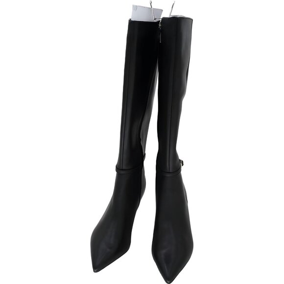 Kenneth Cole Utah pointed toe knee-high leather boots black stiletto 7 - Picture 5 of 6